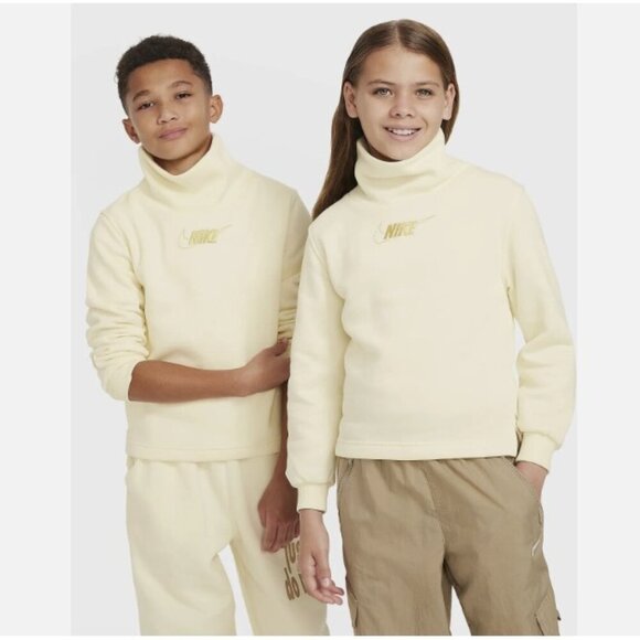 Nike Butter Yellow Big Kids Long-Sleeve Funnel Neck Fleece - Size XL - Picture 1 of 9